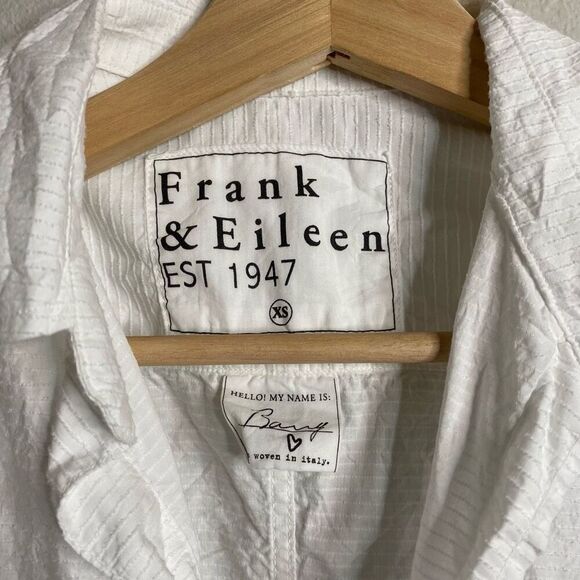 Frank & Eileen Top Barry Button Down Crinkle Solid White‎ Long Sleeve Blouse XS - Picture 4 of 8